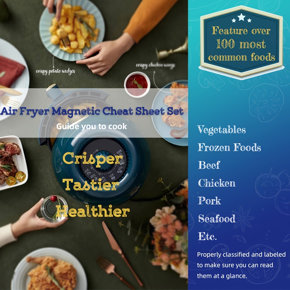 Air Fryer Cheat Sheet Magnets Cooking Guide Booklet Air - Temu