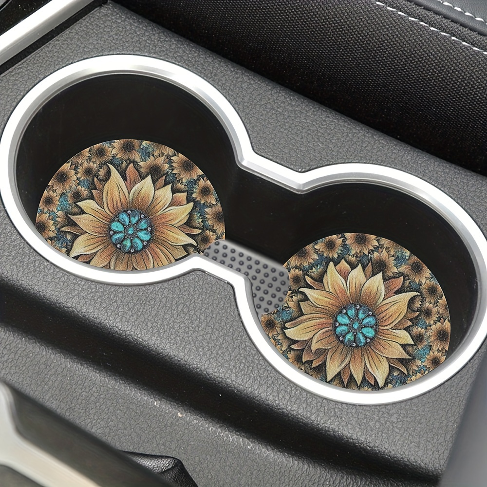 Blue Sunflower Car Cup Holder Coaster Anti Slip - Temu