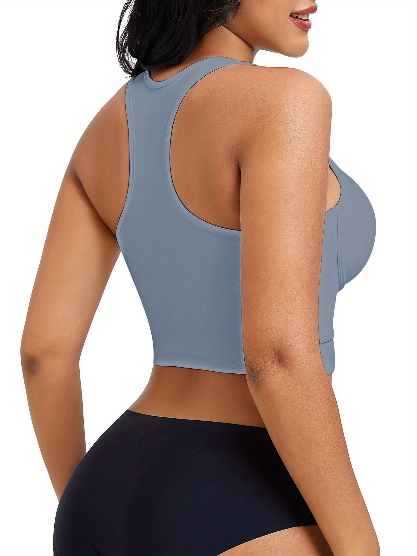 Solid Color Running Sports Bras for Women High Impact Long Sleeve Stripes  Gym Comfortable Supportive Workout Sexy
