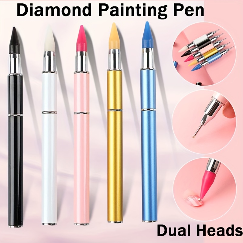  DBL Headed Diamond Painting Pen with 3 Wax Accessories Art Tips  & Drill Tool, Round Square Dots, Rhinestone, Beads, for Diamond Dotz, No  Wax Needed, Replaceable Wax Tip, Multi Diamond Art