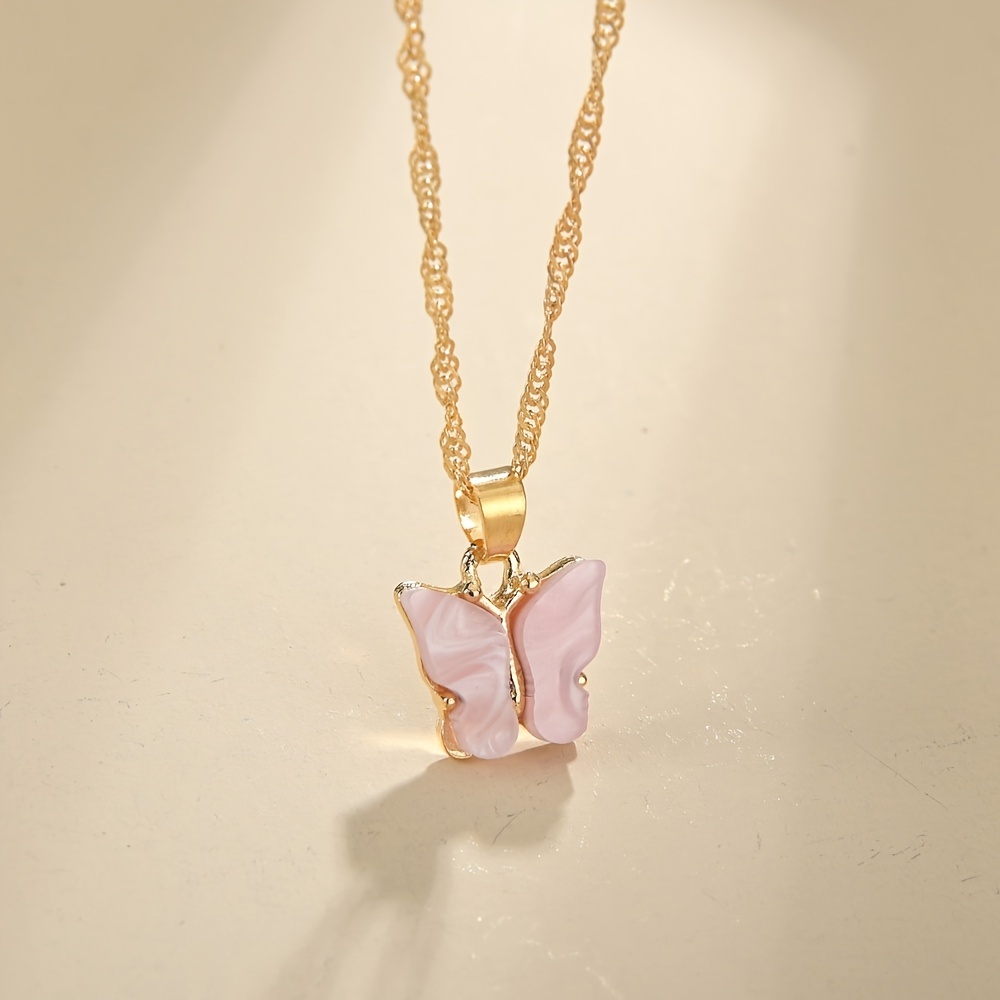 Mini Hollow Out Butterfly Pendant Thin Chain - Temu