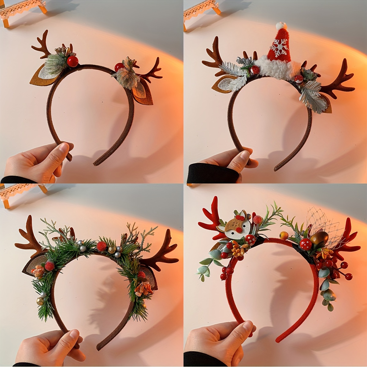 Christmas Antlers Bell Headband Shimmering Cute Head Hoop - Temu