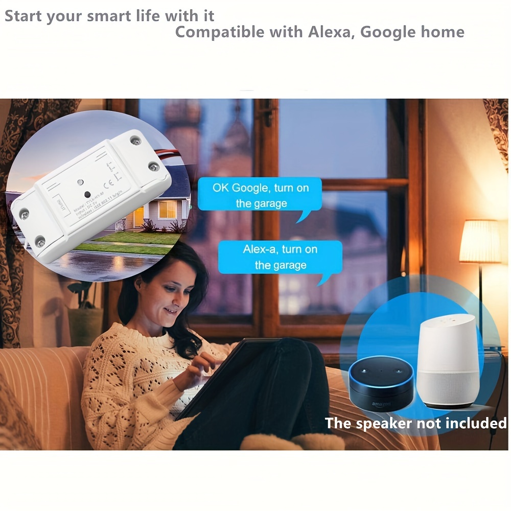 1 Juego De Interruptor WiFi Abridor De Puerta De Garaje Inteligente,  Controlador De Puerta Funciona Con Alexa Google, Home SmartLife/Tuya  Control De A