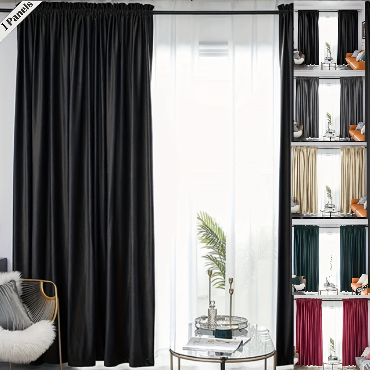 1 Panels Solid Color Velvet Curtains Curtains Soft Room - Temu