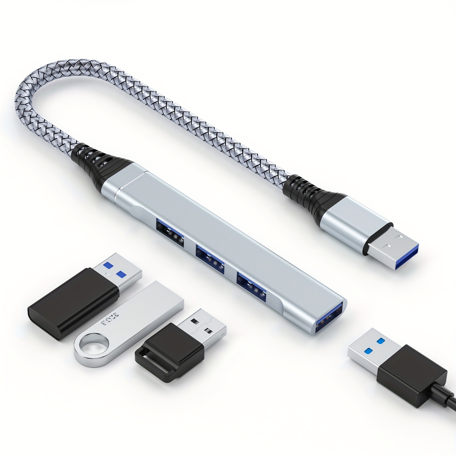 4 Ports USB Hub, USB 3.0 Hub USB Splitter USB Expander for Laptop