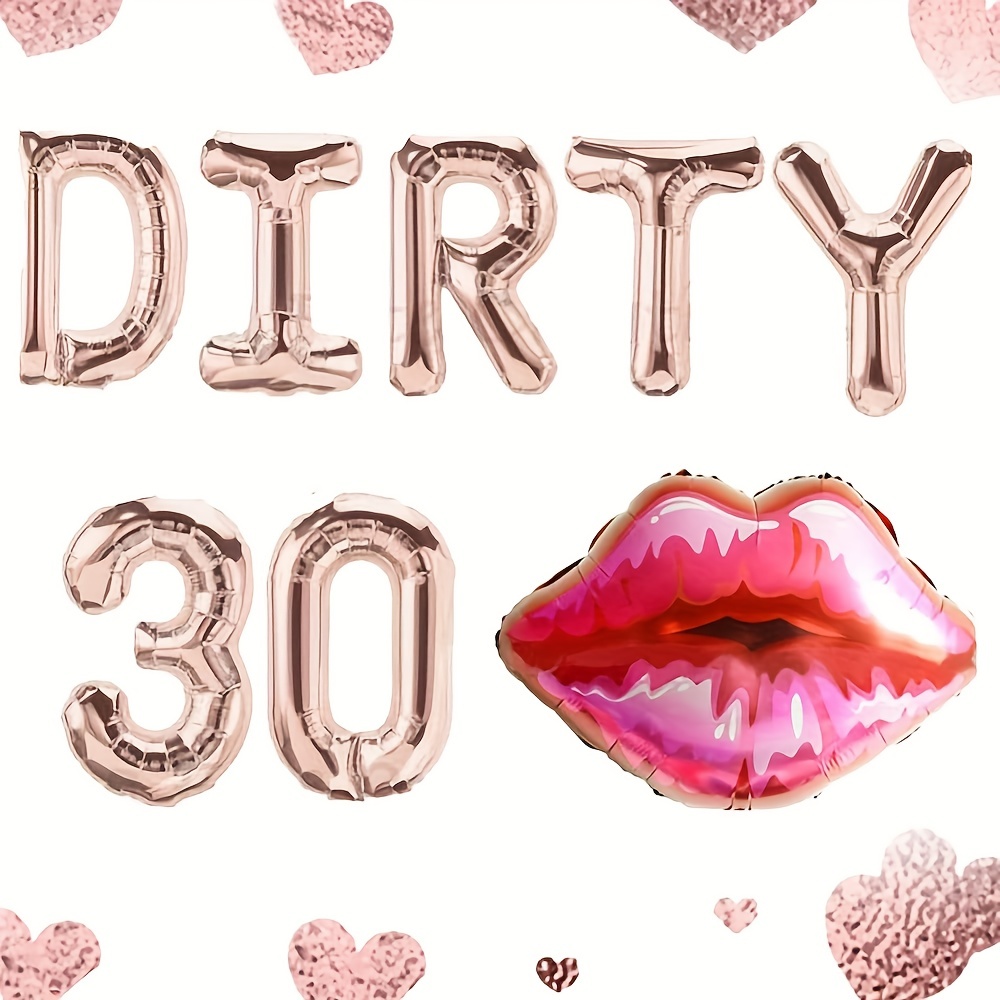 30th Birthday Party Decorations for Her Rose Gold Dirty Thirty Banner  Balloon Dirty 30 Sash Cake Topper for 30 Years Old Birthday Party Supplies