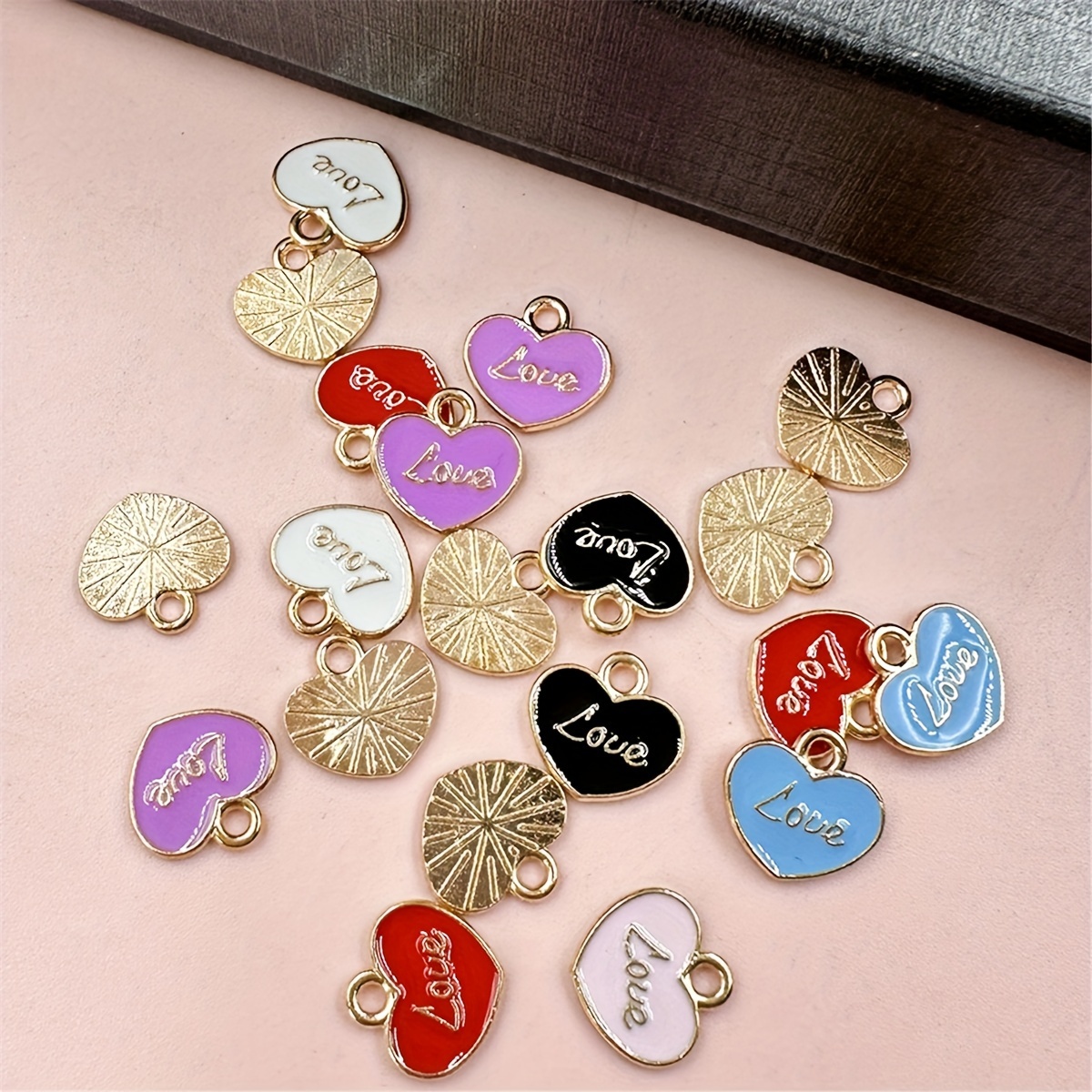 20pcs/pack 11.8*11.4mm Alloy Dripping Oil Heart Pendant Enamel Charms Bulk Necklace Bracelet Accessories Couple Jewelry DIY Material Small Business