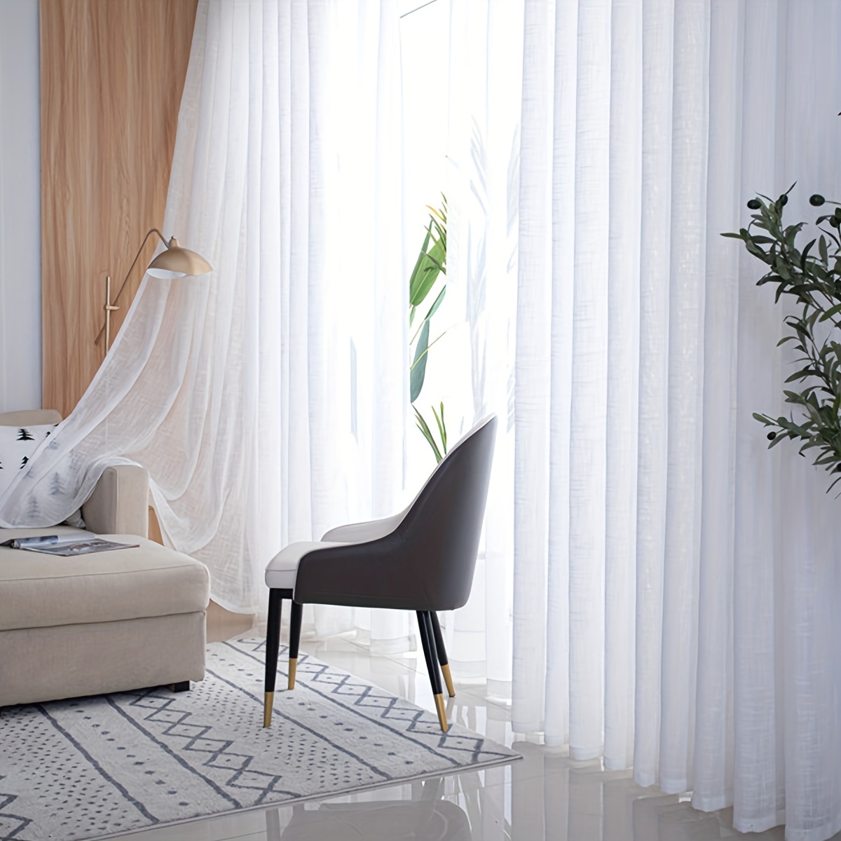 1pc Classic Hemp Curtains, Rod Pocket Window Treatment For Office Living Room Bedroom Home Decor