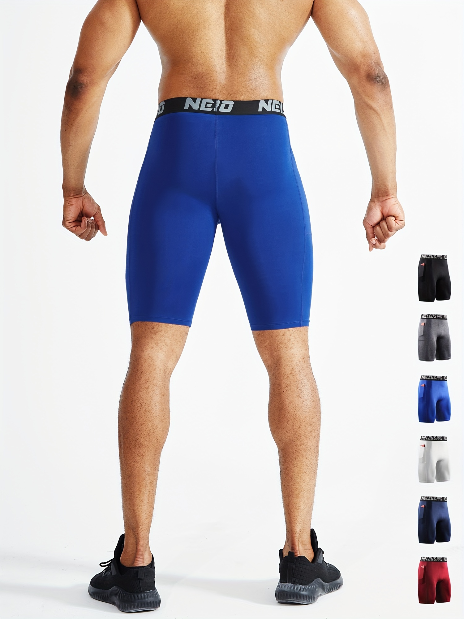Men's Causal Solid Color High Elastic Compression Shorts - Temu