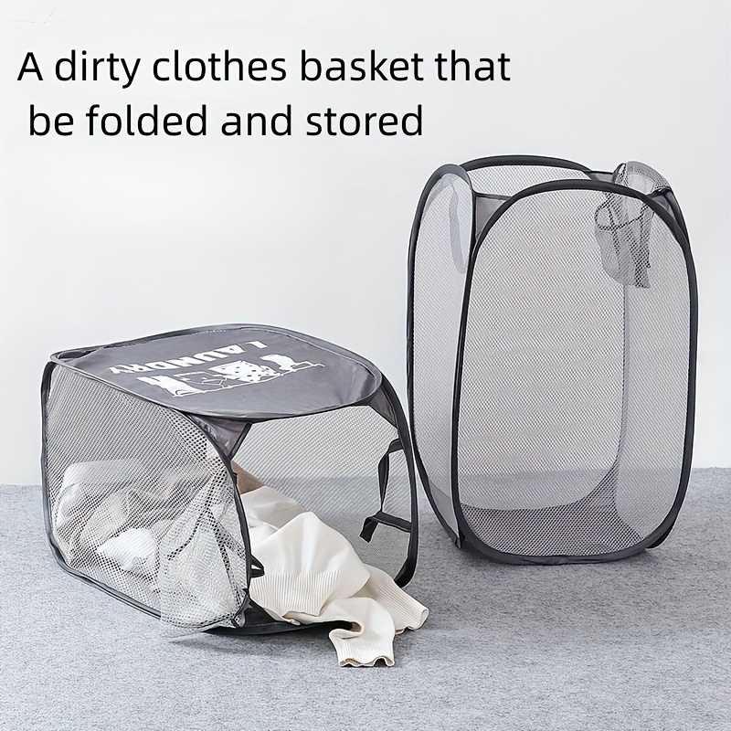 Large Capacity Mesh Pop-up Laundry Basket - Foldable Dirty Clothes Storage  Basket For Easy Cleaning And Organization - Temu