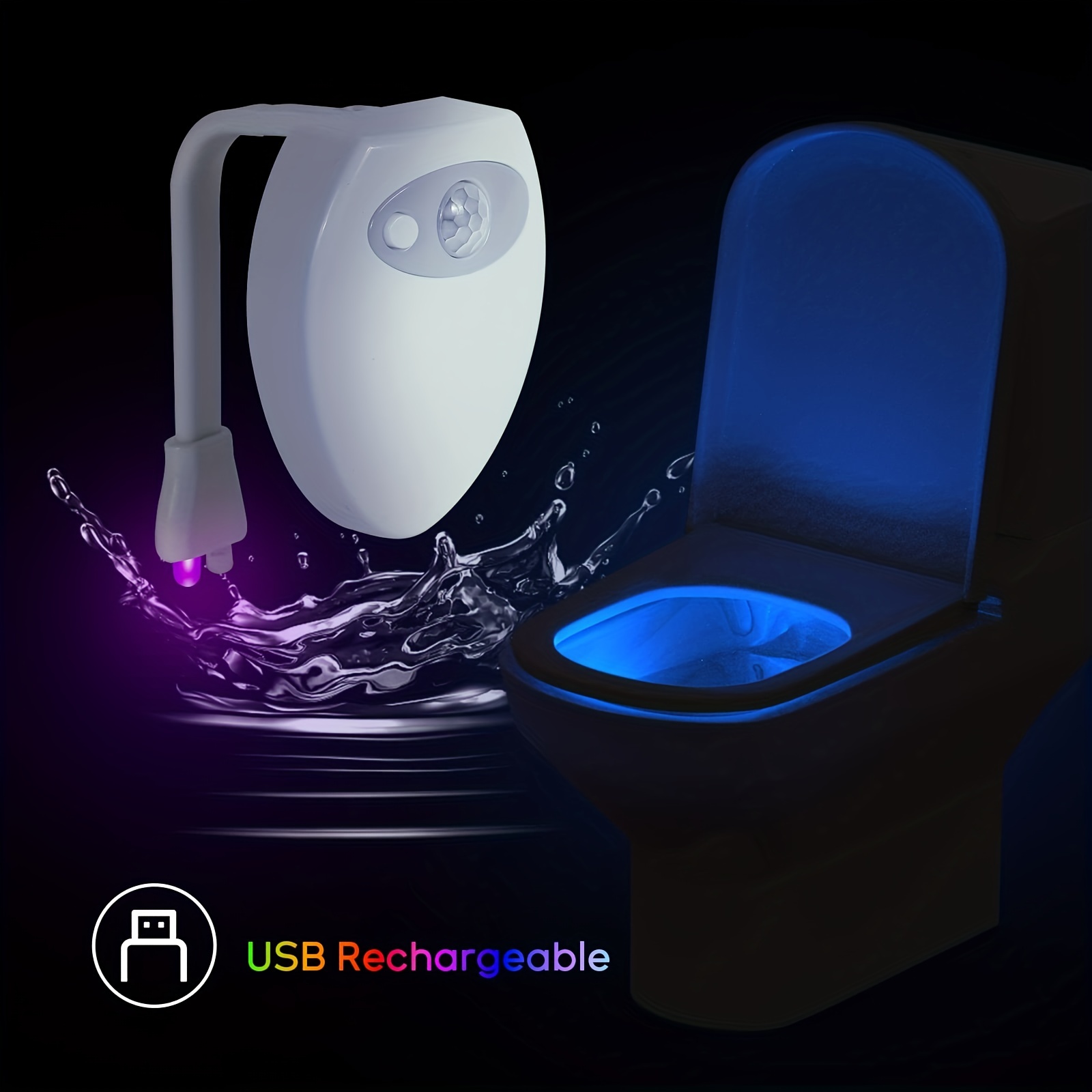 1pc Toilet Motion Sensor Night Light, 16 Color Bathroom