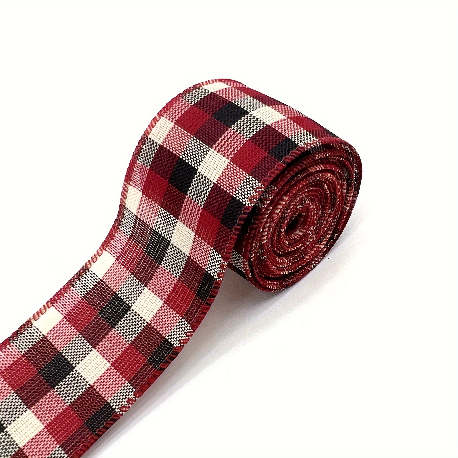 Wired Red Gingham Ribbon, Red White Gingham Check Ribbon for