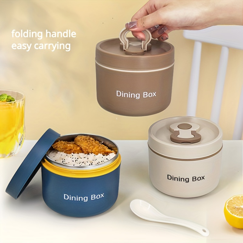 Single Round Stainless Steel Lunch Box, Dining Box, Microwave Safe Bento Box  With Fork And Spoon, For Kids & Office Use, Leakproof Food Container, For  Students,boys,girls And Adults At School,canteen, Home Kitchen