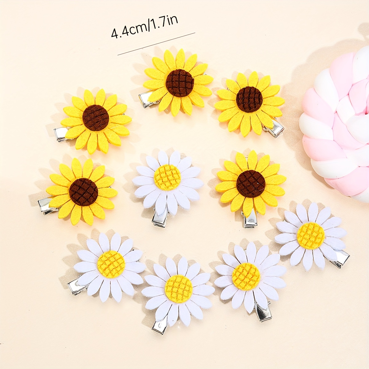 Adorable Felt Daisy Flower Hair Clips Little Girls Sweet - Temu