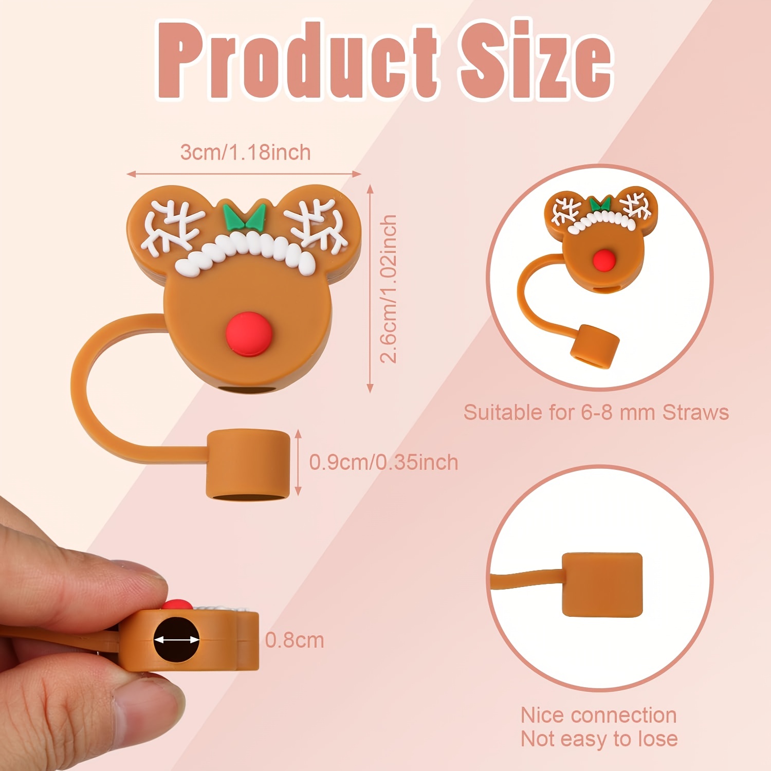 Cute Christmas Series Portable Silicone Straw , Reusable Dustproof Soft  Straw Plugs For Straw, Cup Decoration Accessories - Temu