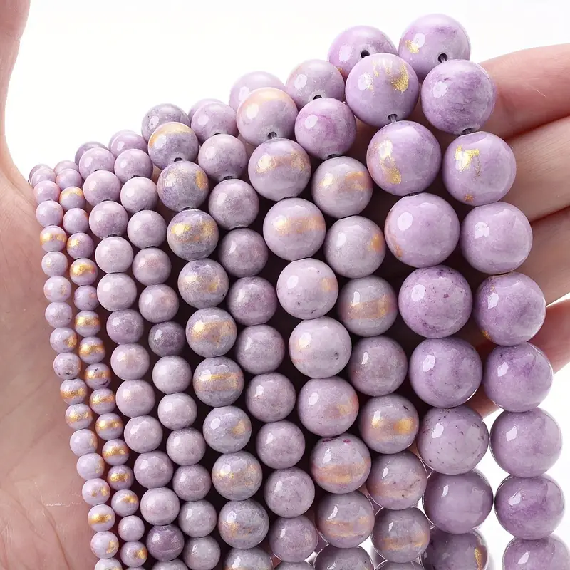 Purple Color Golden Jades Bead Natural Stone Beads For Jewelry Making DIY  Bracelet Earring Accessories 4/6/8/10/12mm 15