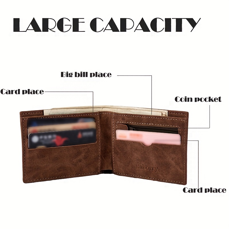 Men's Leather Short Wallet Eagle Tower Letter Pattern Wallet Money Clip  Multi-card Card Holder Horizontal Wallet Coin Purse Gift For Men - Temu