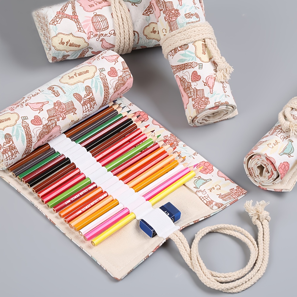 Trousse à crayons en toile 12/24/36/48/72 trous Blossom Roll up