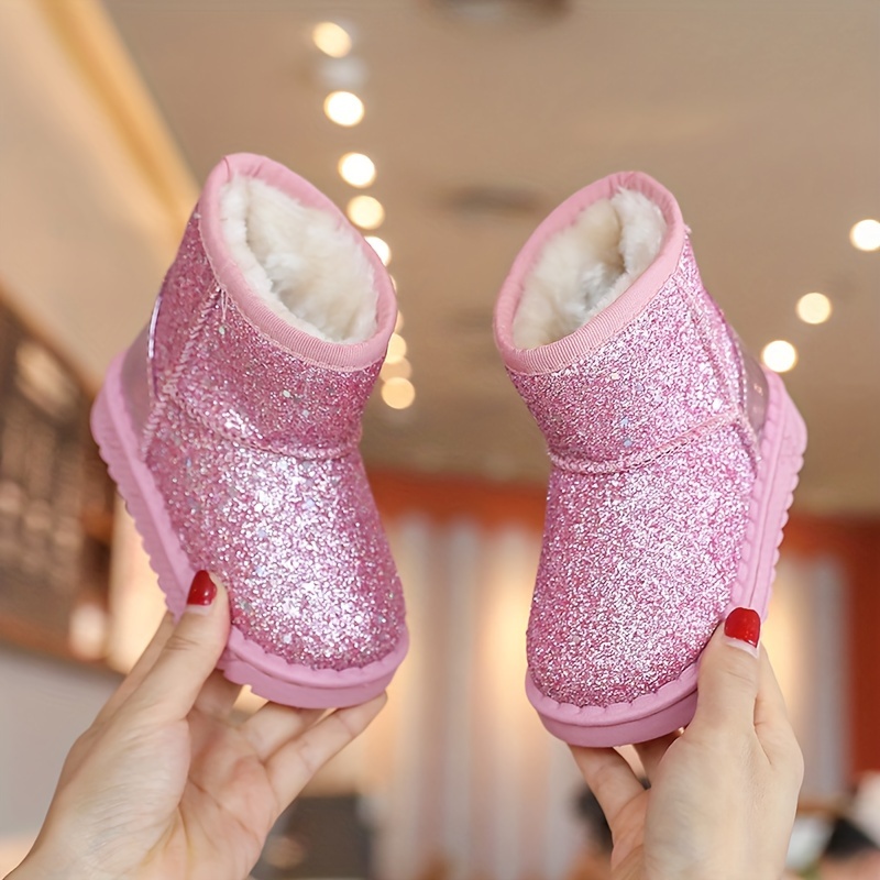 Girl's Solid Snow Boots with Warm Fleece Lining, Cozy Ankle Design