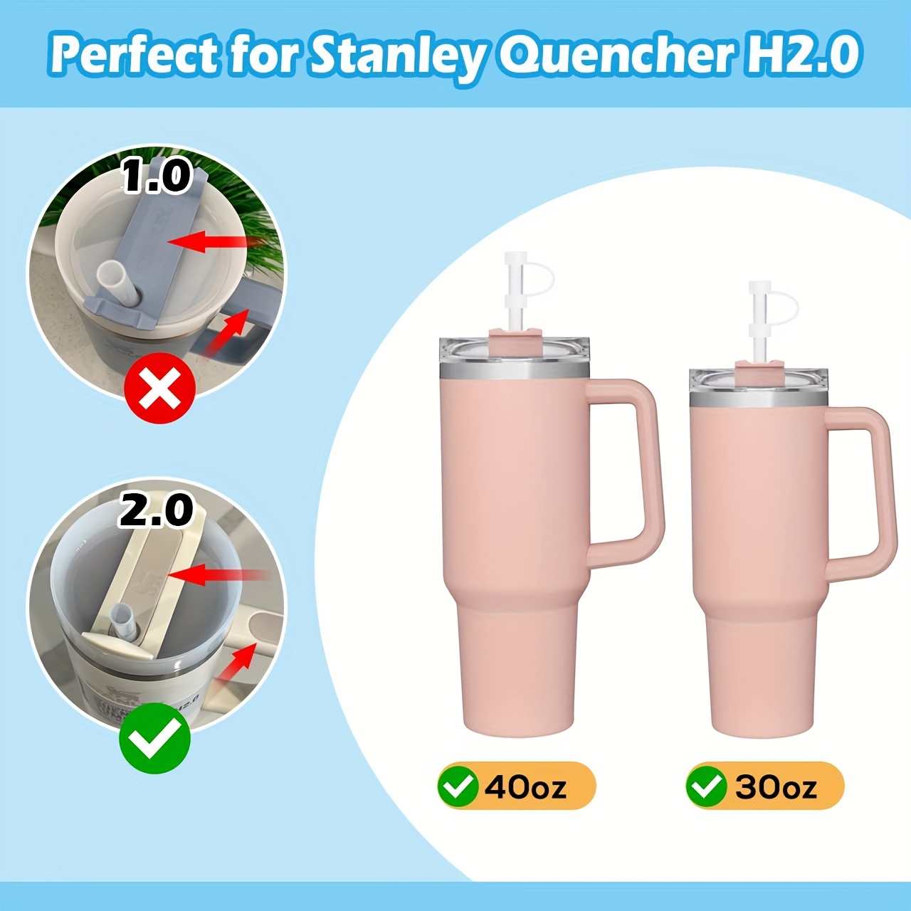 Silicone Spill Proof Stopper Set of 3 Compatible for Stanley Cup 1.0/2.0  40oz/ 30oz Tumbler