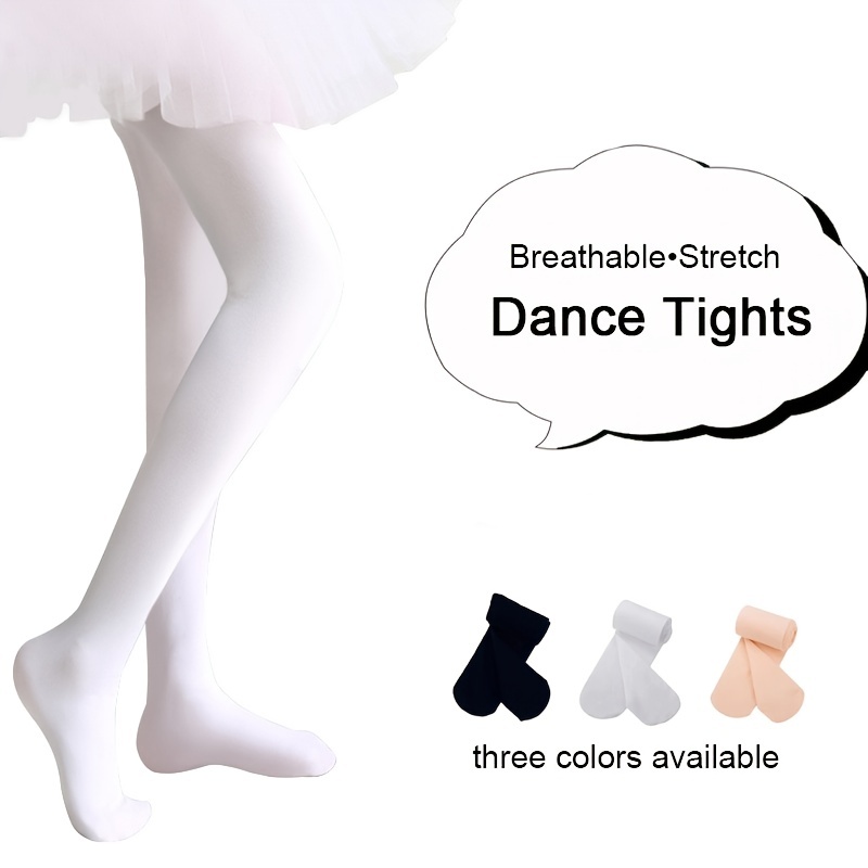 1pc Girls' Ballet Dance Pants/tights In Black/white, Full Footed