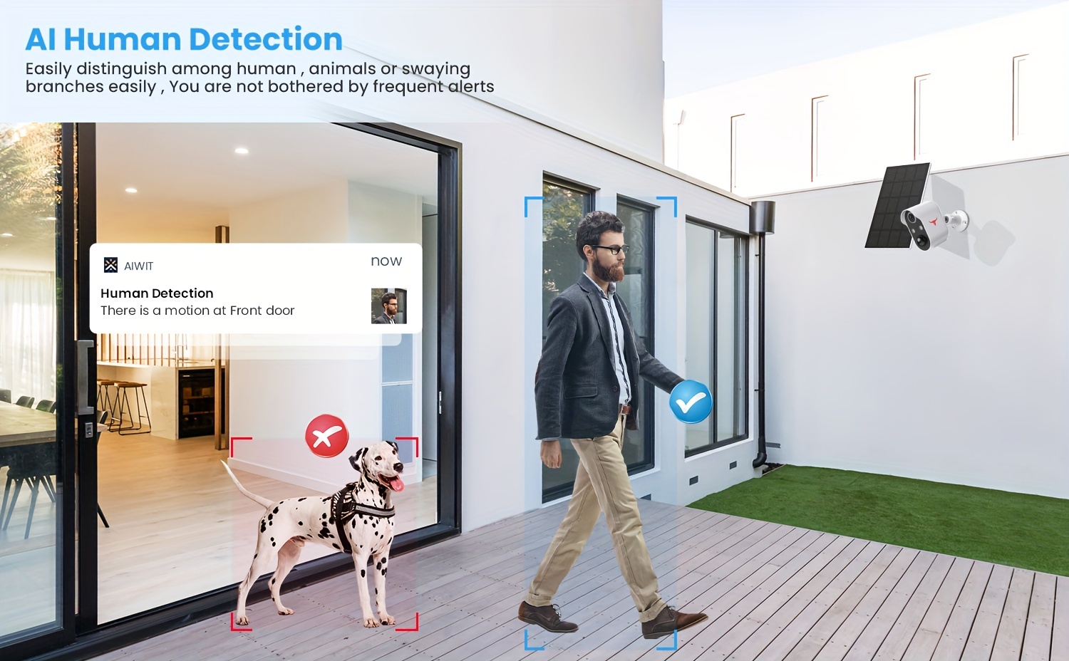 wireless outdoor security camera with solar panel ai human detection and pir motion detection 1080p video 2 way audio color night vision cloud storage 2 4g wifi battery powered home security outdoor ip camera details 2