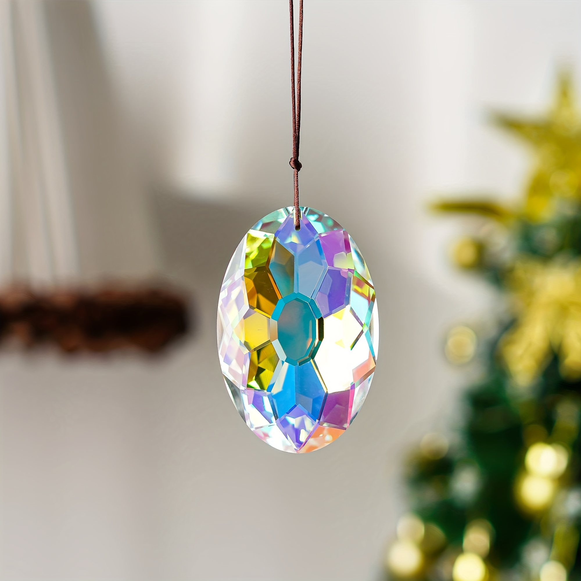 Garden Suncatcher Crystal Pendant Round Shaped Glass Prisms Beads Chain  Hanging Angel Ornament Rainbow Maker Aura Prism Glass Crystal Sun Catchers