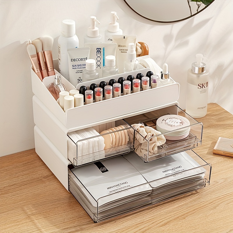 Luxury Desktop Cosmetics Storage Box Acrylic Clear Drawer - Temu