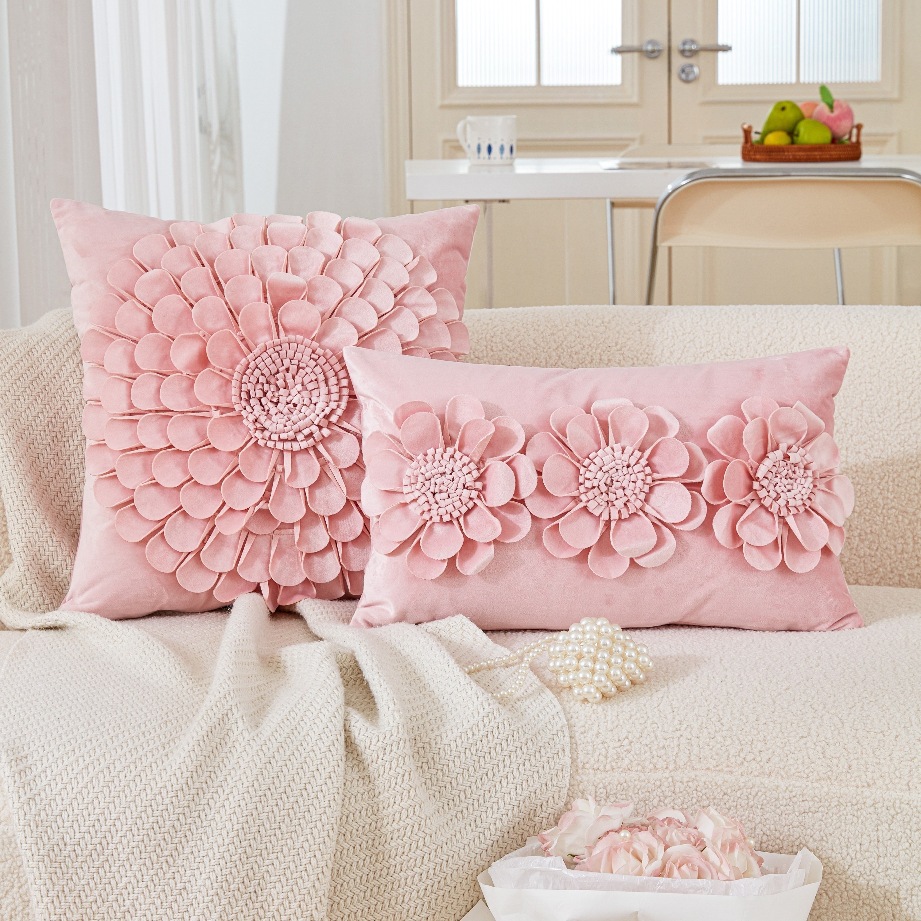 Flower Decorative Throw Pillows, Decorative Pillows for Sofa