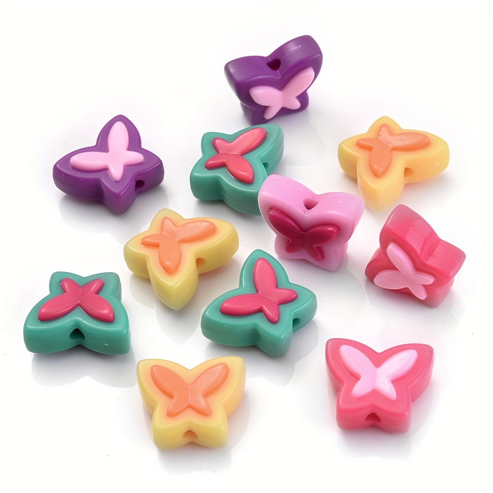 120Pcs Aesthetic Acrylic Assorted Beads Mix Color Pastel Beads Flower Heart  Star Butterfly Candy Round Beads Plastic Beads Cute Beads Bulk for