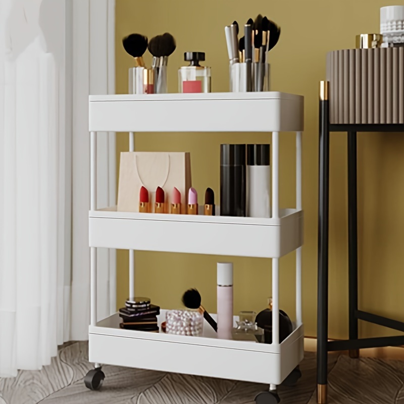 Slim Rolling Storage Cart 3 Tier Bathroom Organizer Mobile - Temu