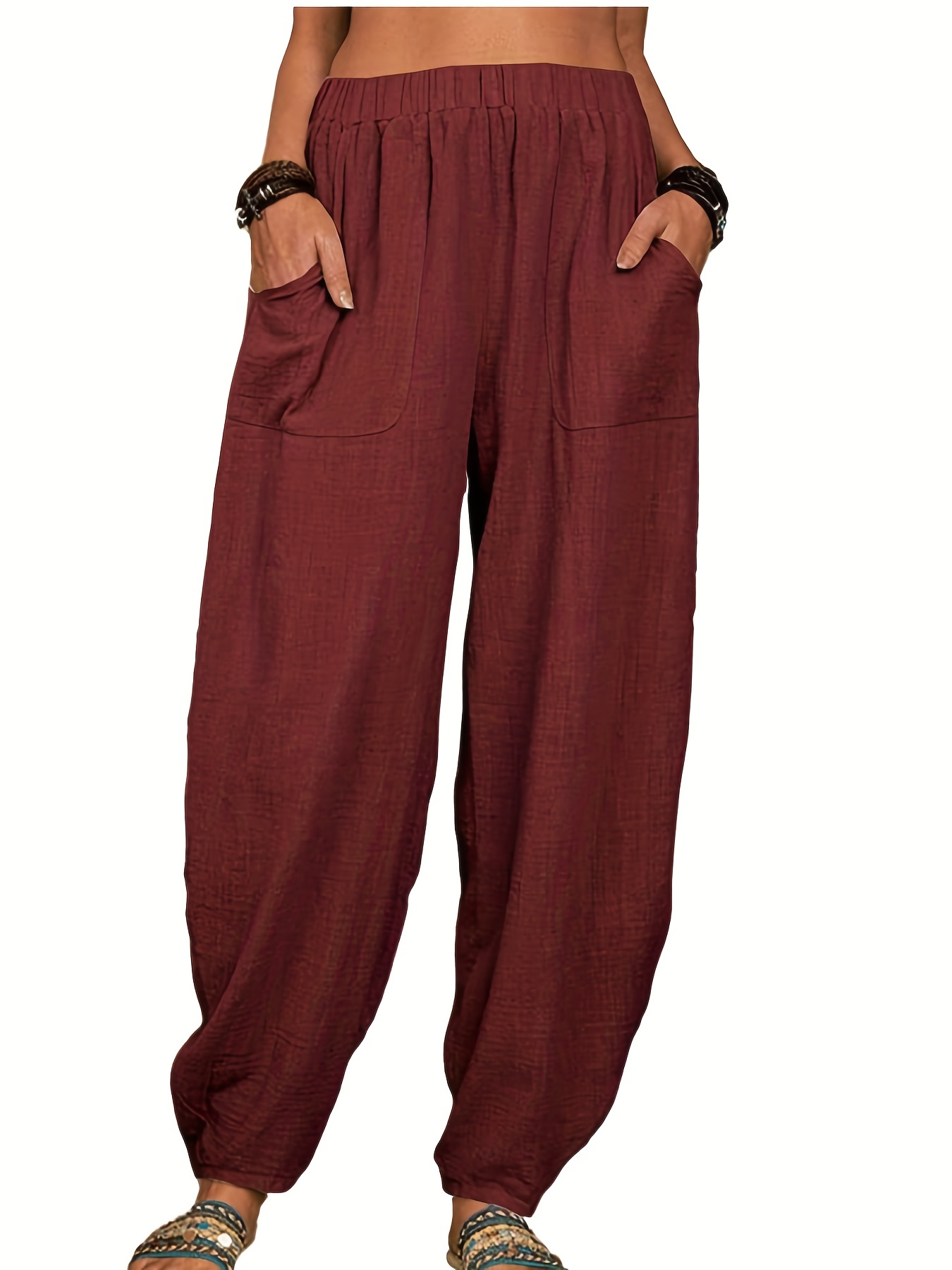 Baggy Harem Pants High Waist Casual Pants Women's Clothing - Temu Canada