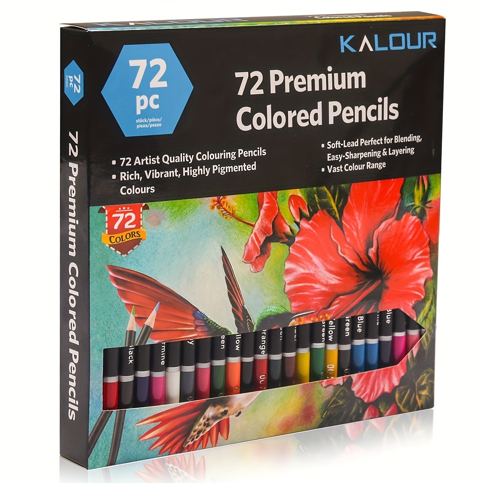 KALOUR Premium Colored Pencils,Set of 72 Colors,Artists Soft Core with Vibrant Color,Include 7 Metallic Color Pencils,Ideal for Drawing Sketching