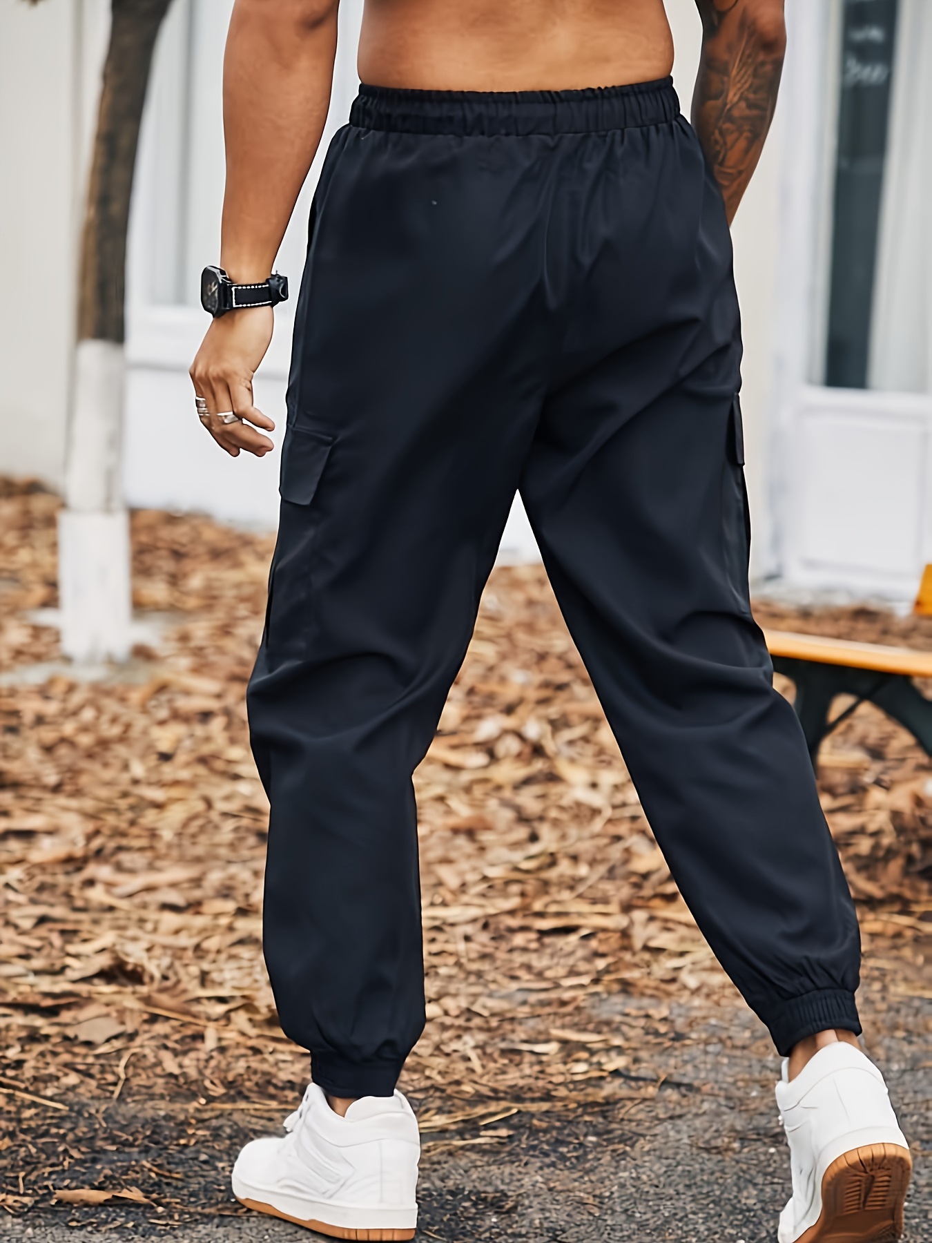 Plus Size Men's Solid Cargo Joggers Fashion Casual Pants - Temu Canada