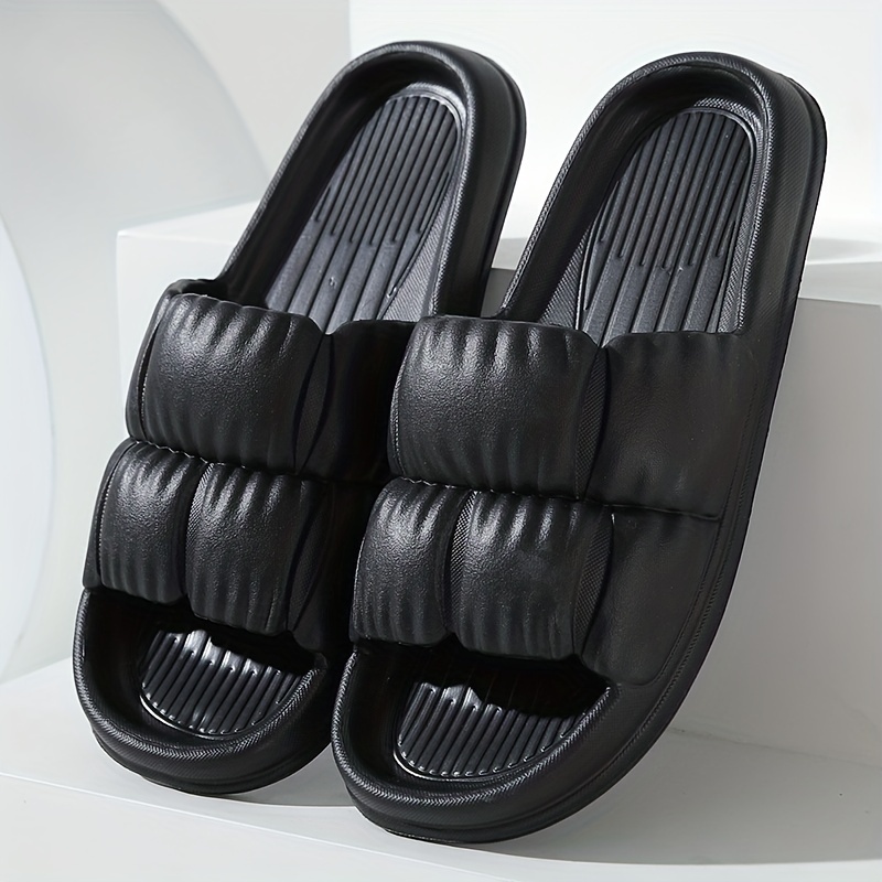 Women's Solid Ruched Slides Soft Sole Casual Pillow Lightweight Home Shoes
