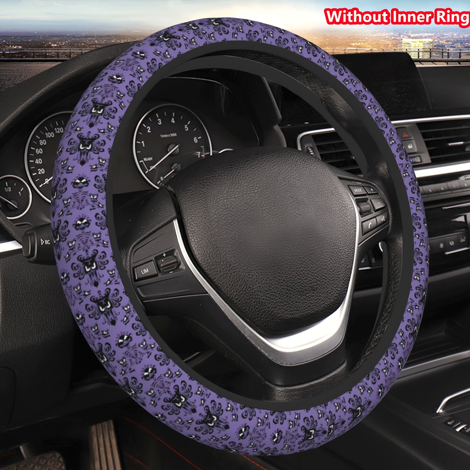 Halloween Spooky Haunted House Steering Wheel Cover Universal 15 Inch For Sedans Suvs And More, Halloween Spooky Haunted House Auto Additions