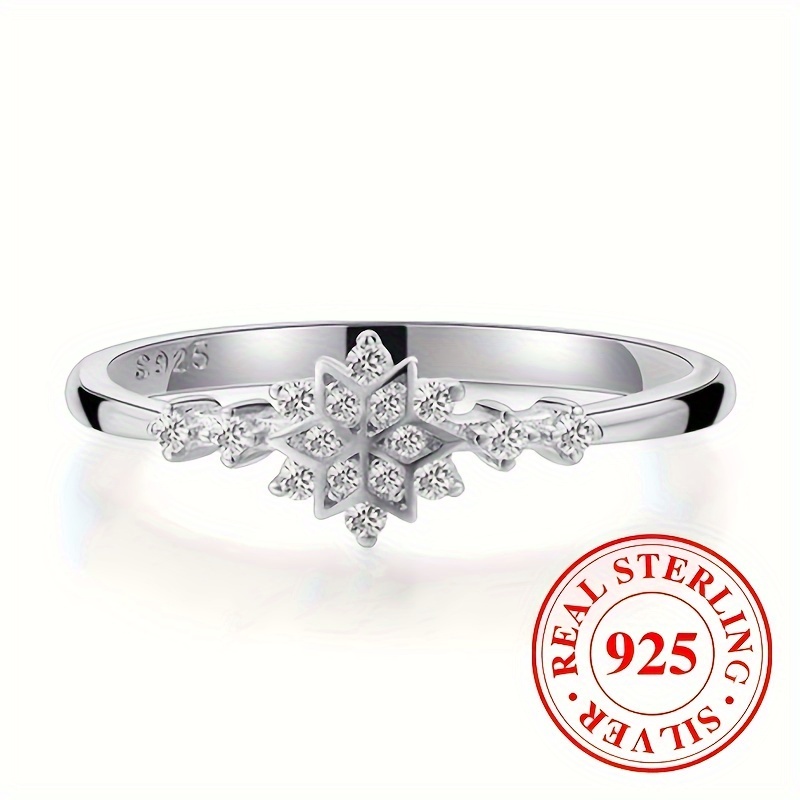 

Luxury Female Snowflake Ring 100% Pure 925 Sterling Silver Zircon Ring Bohemian Commitment Female Engagement Ring