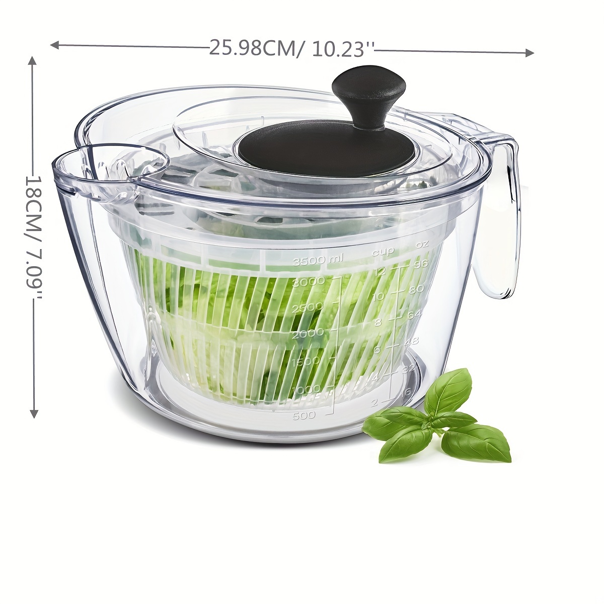  Joined Small Salad Spinner with Rotary Handle, Measuring Jug  and Colander - Quick and Easy Multi-Use Lettuce Spinner, Vegetable Dryer,  Fruit Washer, Pasta and Fries Spinner - 3.7 Qt: Home 