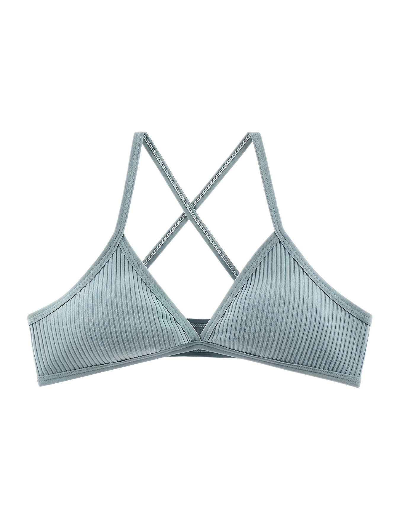 Cushionless Comfortable Sports Bra Cross Strap Wireless Bra - Temu Canada