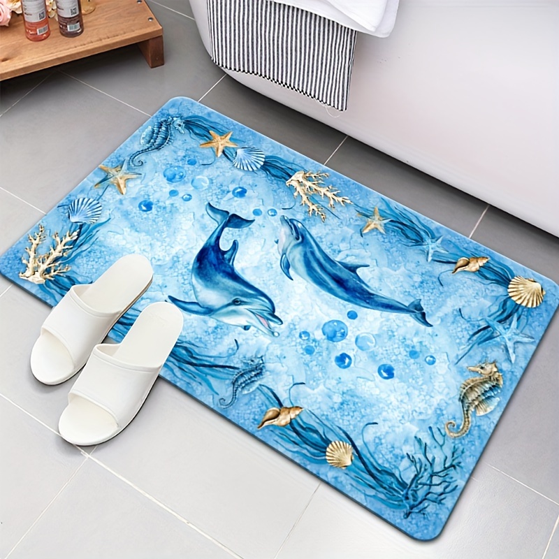 Alfombra de suelo con patrón de delfín de mar, alfombra