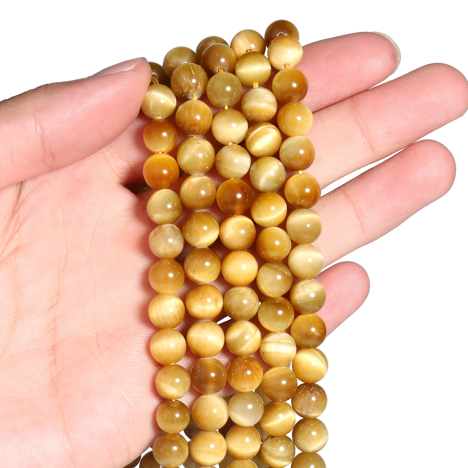 Beadia BEADIA Natural Yellow Tiger Eye Spacer Beads caps Loose Semi  gemstone for Beading Jewelry Making 6mmx3mm 38cm