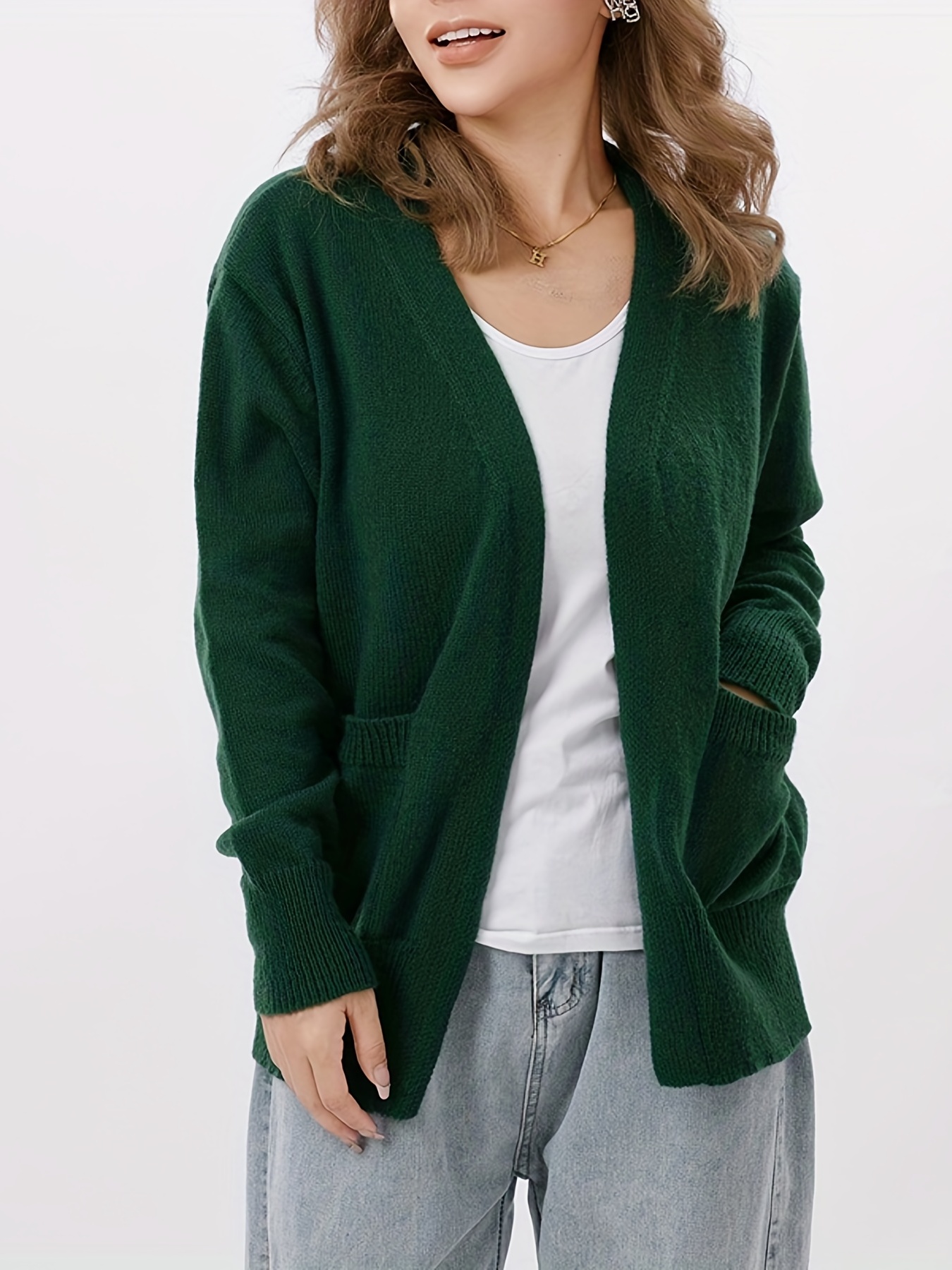 Open Knit Cardigan Loose Casual Sweater for Women
