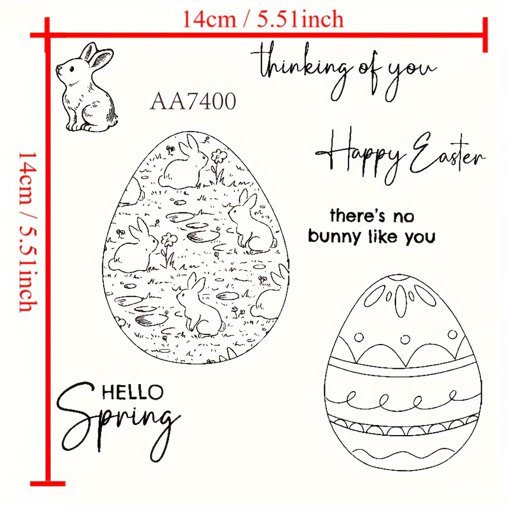 Easter Eggs Transparent Seal Clipbook Diary Decoration Template Embossed  Template DIY Greeting Card Handmade
