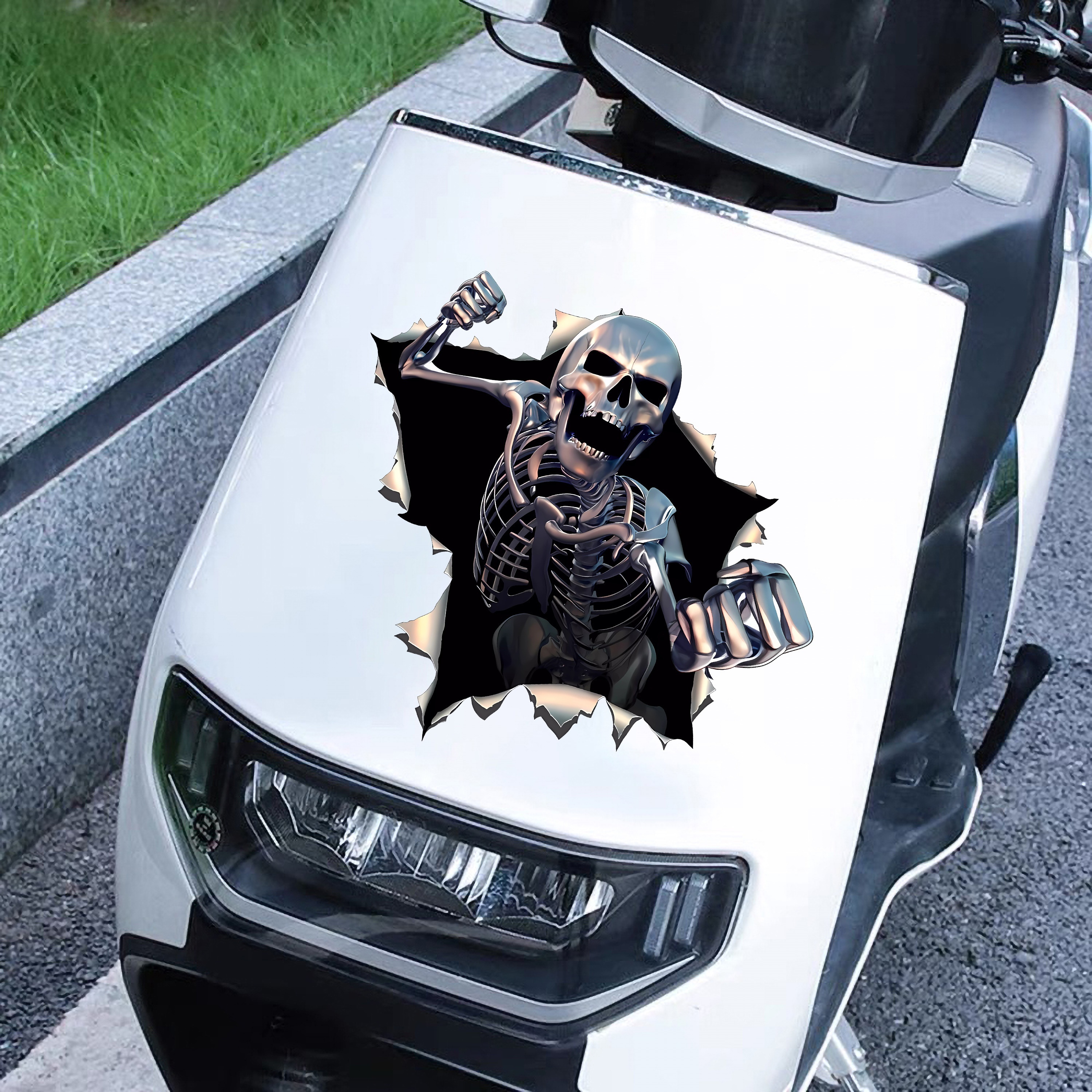 3d Imitation Metal Skull Car Stickers Motorcycle Scratch - Temu