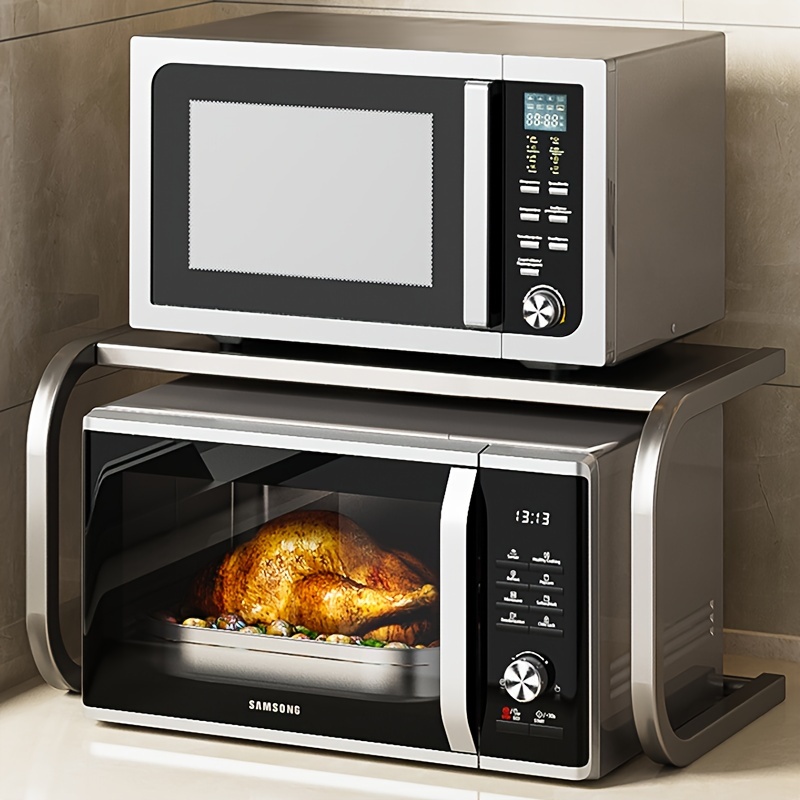 Estante para horno de microondas de cocina, sobre la encimera, soporte de  metal para microondas, estante de soporte para horno tostador, negro