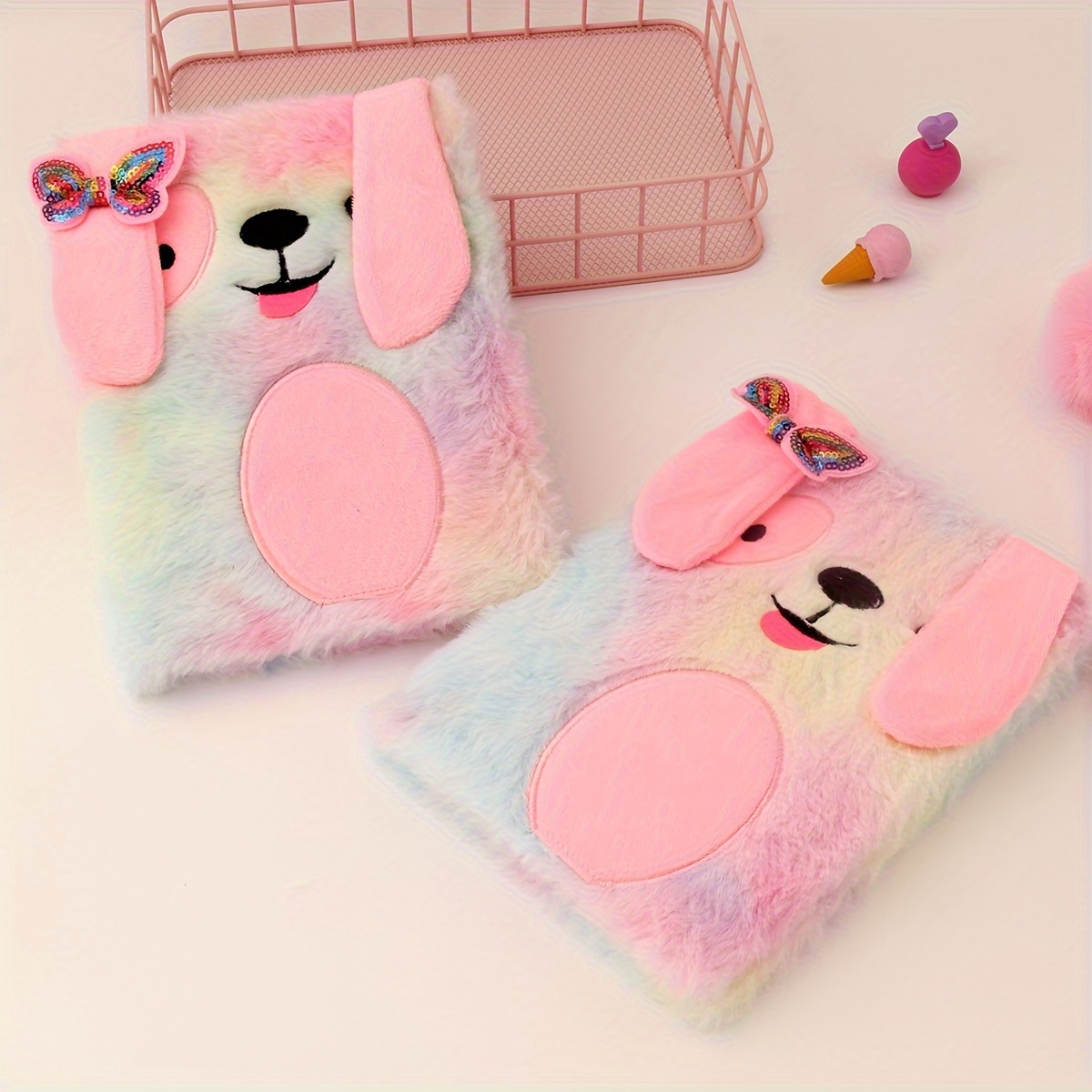 Buy Wholesale China Plush Diary Notebook Cute Fluffy Pink Cat