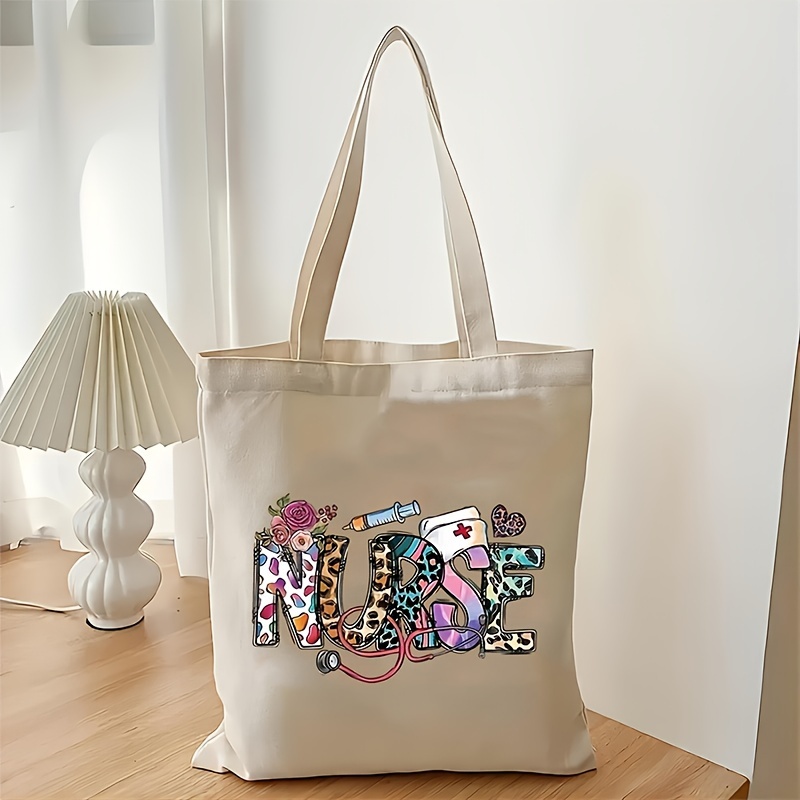 Teachers Day Canvas Gift Bag Flower Pattern Tote Bag Large Temu