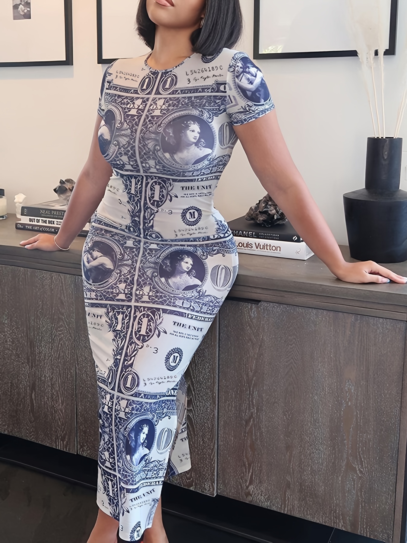 Money Print Dress - Temu