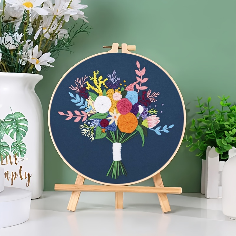 Floral Bouquet Embroidery Kit, Beginner Embroidery Kit, Flowers