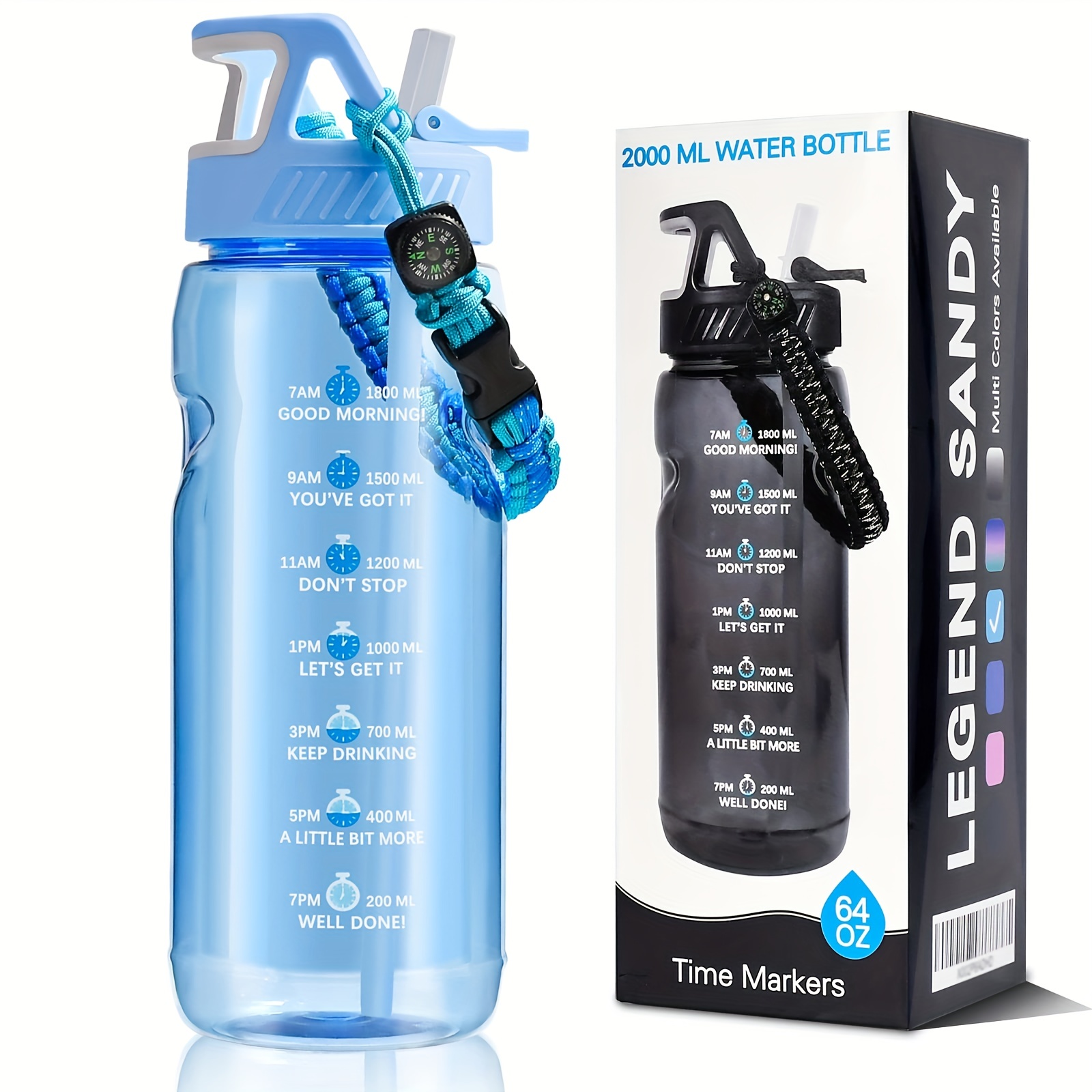 Motivational Water Bottle With Straw - Bpa Free, Leakproof